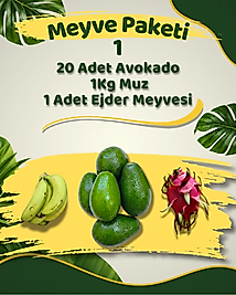 Tropik Meyve Paketi 1 (20 Adet Bacon Avokado, 1Kg Yerli Anamur Muzu, 1 Adet Kırmızı Ejder Meyvesi)